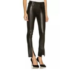 NWT Hudson Womens Black Faux Leather Pockets Biker Motorcycle Pants Size 27